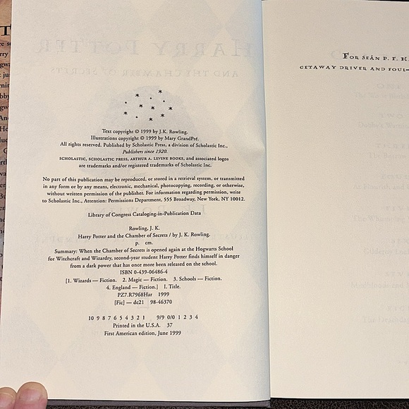 RARE Harry Potter and the Chambers of Secrets 1st American Ed w/Typo Misprints - Picture 9 of 9